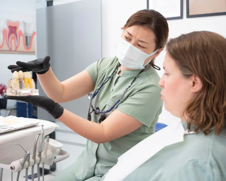 Dentist checking oral health